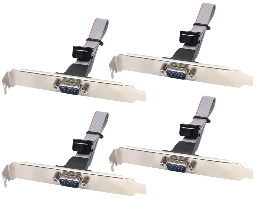[Australia - AusPower] - zdyCGTime 1Port DB9 RS232Serial Port Bracket to 10 pin HeaderRibbon Cable Connector Adapter, DB9 Serial Male to 10P Motherboard Header Panel Mount Cable Serial Port Bracket (12in 4Pcs) (1 Port) 1 Port 
