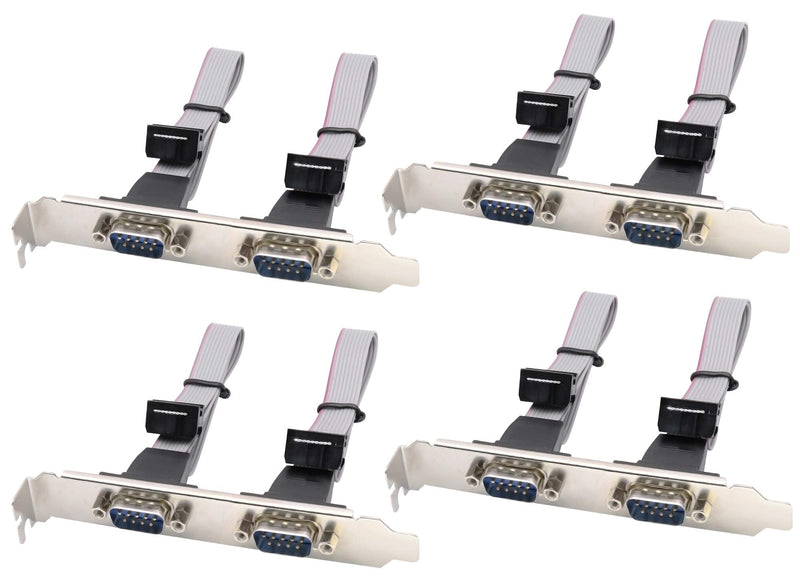 [Australia - AusPower] - zdyCGTime 2 Port DB9 RS232Serial Port Bracket to 10 pin HeaderRibbon Cable Connector Adapter, DB9 Serial Male to 10P Motherboard Header Panel Mount Cable Serial Port Bracket (12in 4Pcs) (2 Port) 