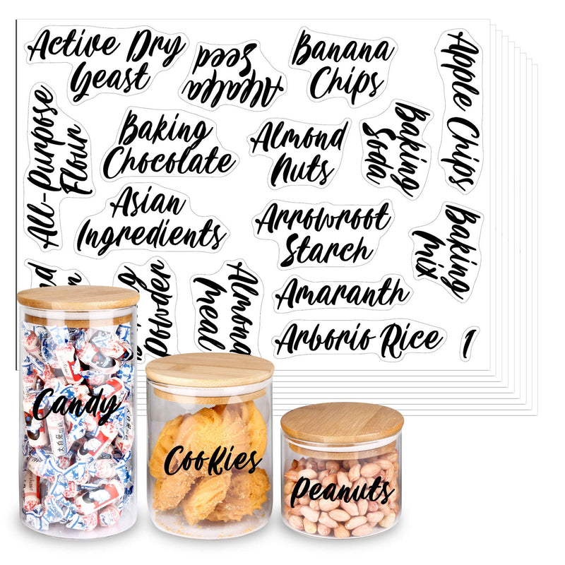 [Australia - AusPower] - SWOMMOLY 243 Cursive Pantry Labels Set. Water Resistant Food Pantry Label Sticker. Complete Jar Container Decals for Pantry Organization Storage Black 
