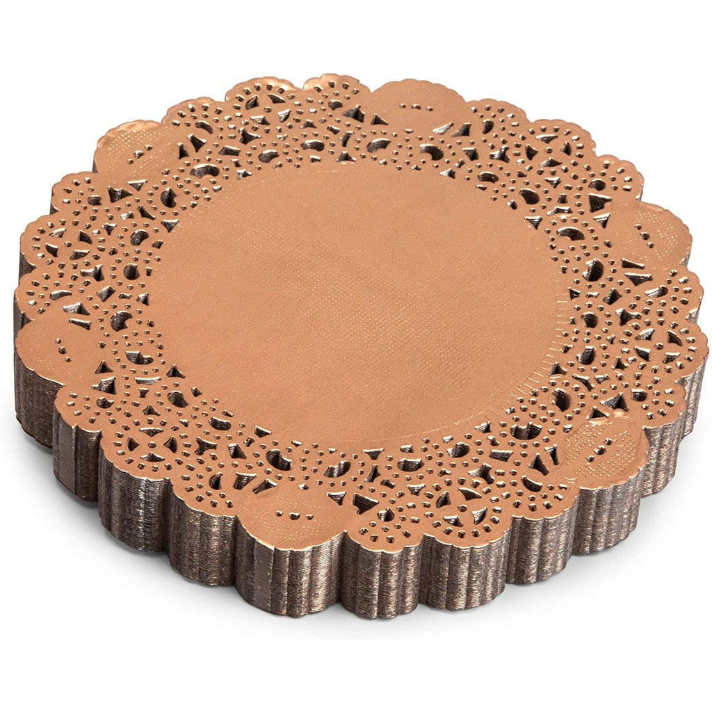 [Australia - AusPower] - Lace Paper Doilies, Rose Gold Foil Decorations for Crafts (6 In, 200 Pack) 