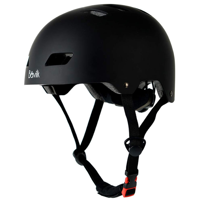 [Australia - AusPower] - Bavilk Skateboard Bike Helmets CPSC Certified Multi Sports Scooter Inline Roller Skating 3 Sizes Adjustable for Kids Youth Adults Matte Black S: 48-52 cm / 18.9"-20.47" 