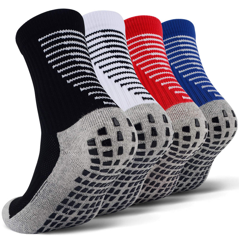 [Australia - AusPower] - JHM Kids Slipper Hospital Grip Athletic Sport Sockcs For Kids Youth Baby Boys Girls 4 Pairs Color#1 4-7 Years 
