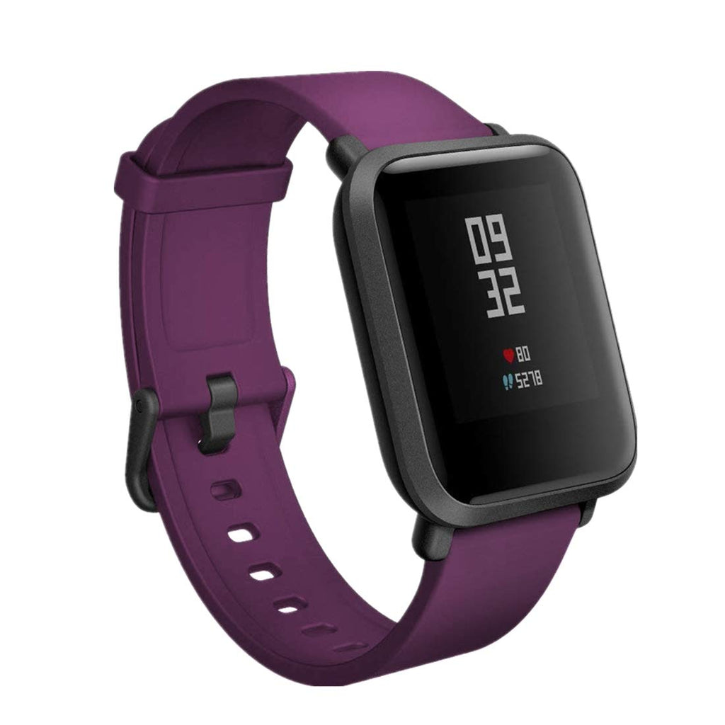 [Australia - AusPower] - TECKMICO Replacement Bands Compatible with Amazfit Bip,Soft Silicone Sport Bands with Quick Release Pin for Amazfit Bip/Amazfit Bip Lite Huami Smartwatch(Purple, Black Buckle) Purple 