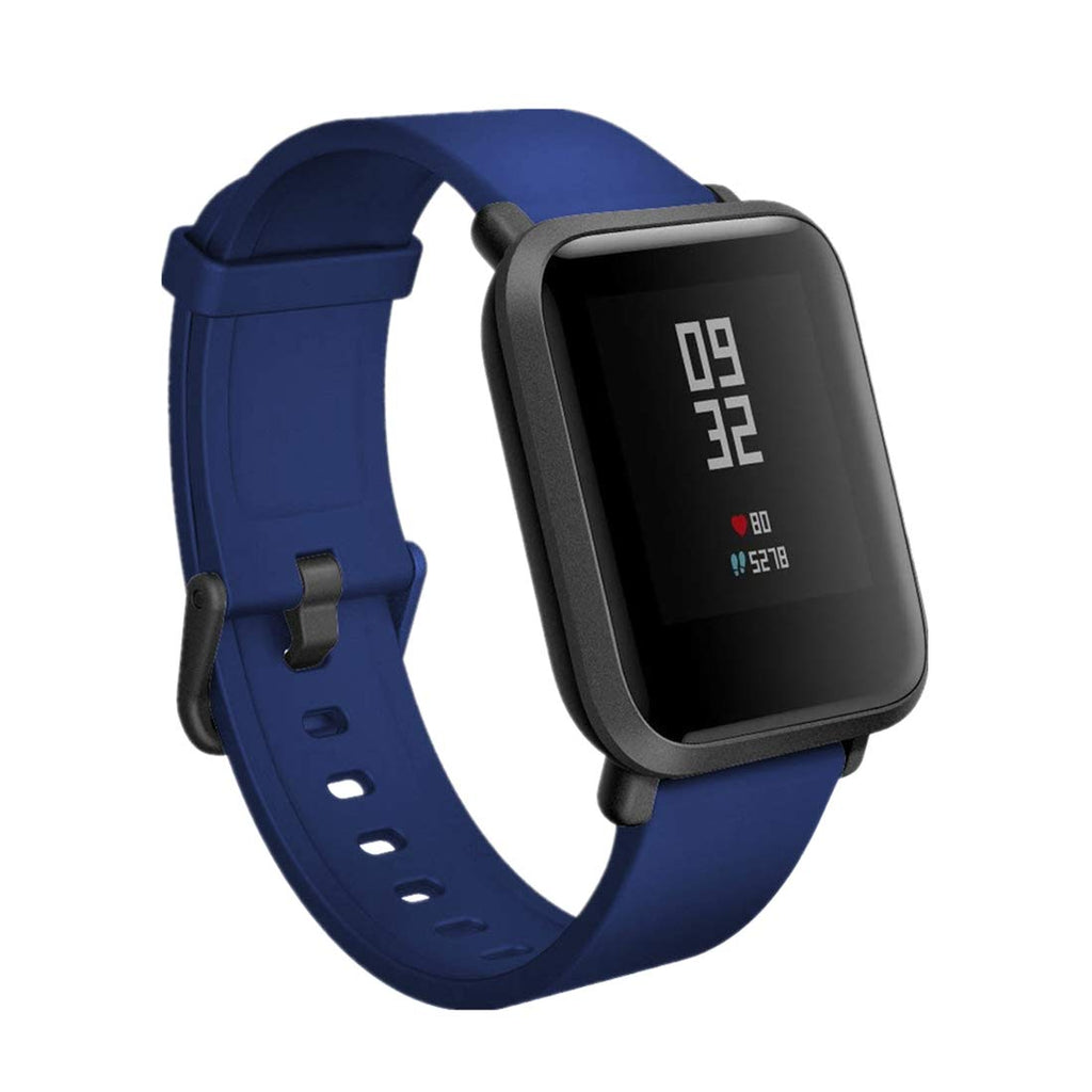 [Australia - AusPower] - TECKMICO Replacement Bands Compatible with Amazfit Bip,Soft Silicone Sport Bands with Quick Release Pin for Amazfit Bip/Amazfit Bip Lite Huami Smartwatch(Navy Blue, Black Buckle) Navy Blue 