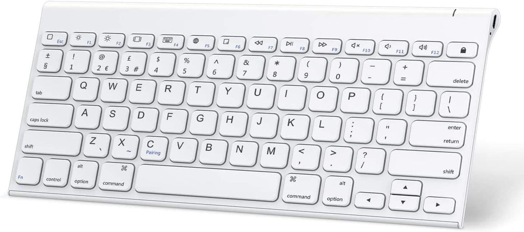 [Australia - AusPower] - Bluetooth Keyboard for iPad, OMOTON Rechargeable Stainless Steel Wireless Keyboard for iPad 9th/ 8th/ 7th Generation 10.2, iPad Air 4/3, iPad pro 12.9/11/10.2/9.7, iPad Mini 6/5/4 and iPhone, White 