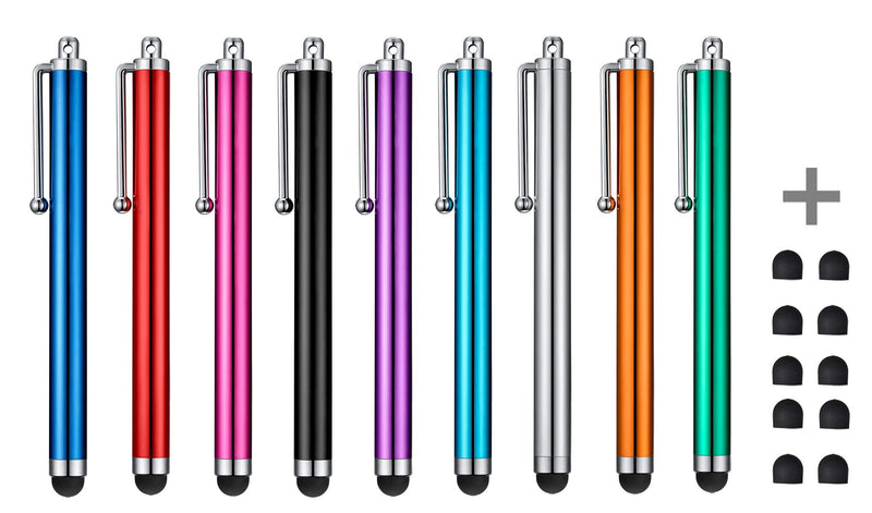 [Australia - AusPower] - CCIVV Stylus for Universal Touch Screen Devices, iPad, iPhone, Kindle, Samsung Tablet + 10 Extra Replaceable Tips (9 Colors) 