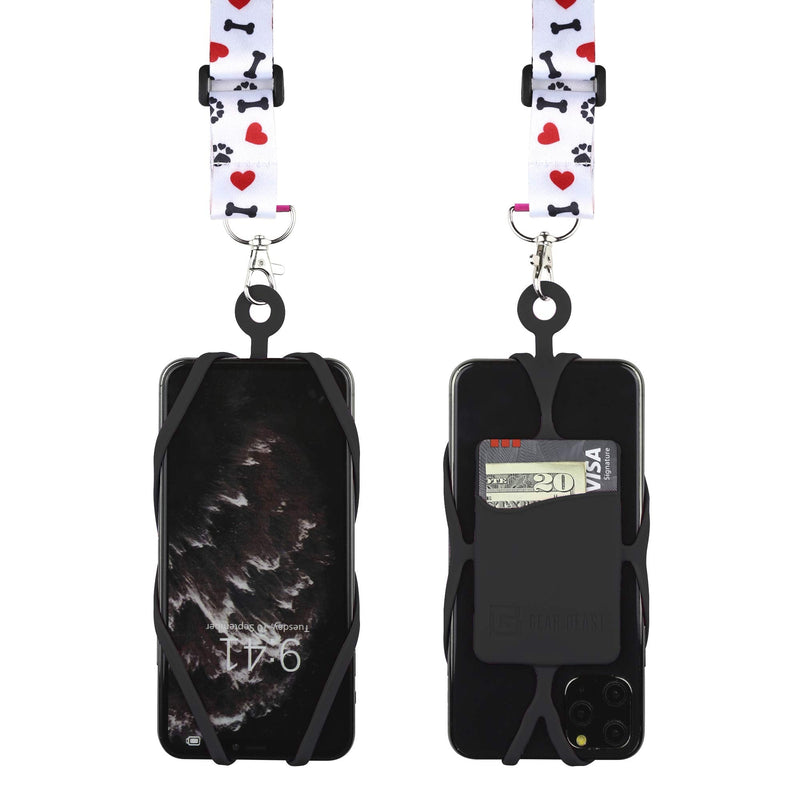 [Australia - AusPower] - Gear Beast Cell Phone Lanyard - Universal Mobile Phone Lanyard with Case Holder, Card Pocket, Soft Neck Strap, and Adjustable Clip - Compatible with iPhone, Galaxy & Most Smartphones - I love Dogs 