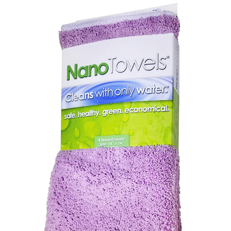 [Australia - AusPower] - Nano Towels - The Amazing Eco Fabric That Cleans Virtually Any Surface With Only Water. No More Paper Towels Or Toxic Chemicals. 4-Pack (14x14", Lavender) 