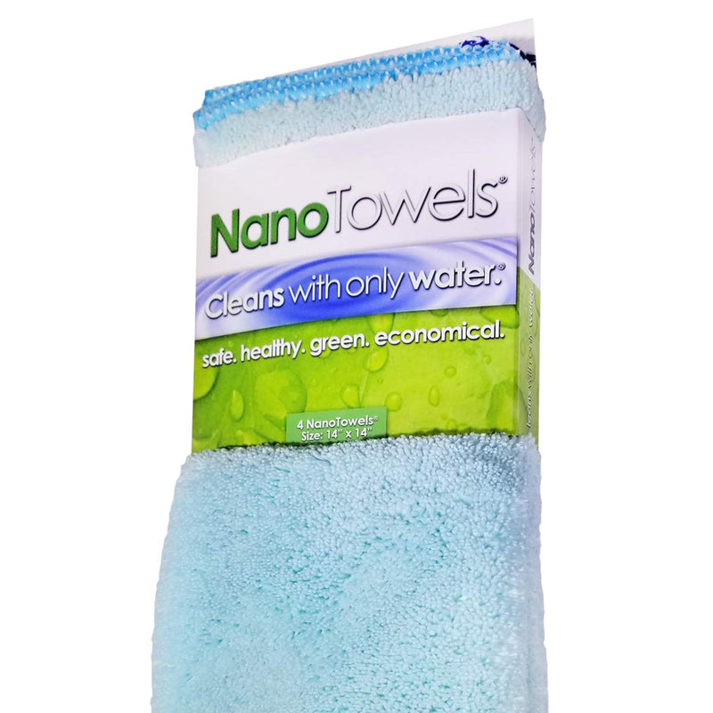 [Australia - AusPower] - Nano Towels - The Amazing Eco Cloth That Cleans Virtually Any Surface With Only Water. No More Paper Towels Or Toxic Chemicals. 4-Pack (14x14", Seashore Teal) 