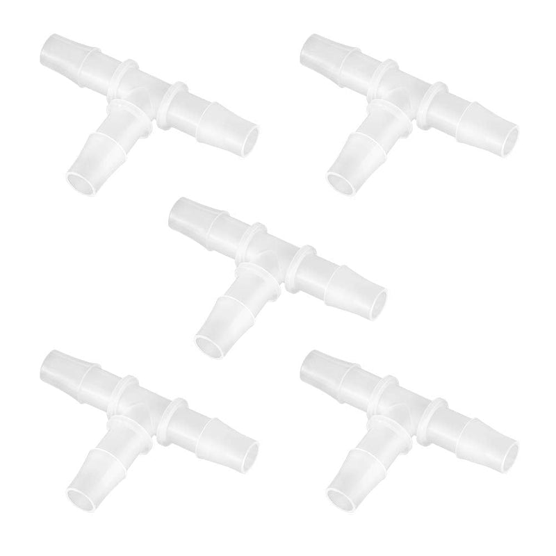 [Australia - AusPower] - Quickun 1/4" Hose Barb Fitting Equal Barbed T Shaped Tee Type 3 Way Plastic Joint Splicer Mender Union Adapter for Air Line Tube Hose (Pack of 5) 1/4 inch 5 Pcs 