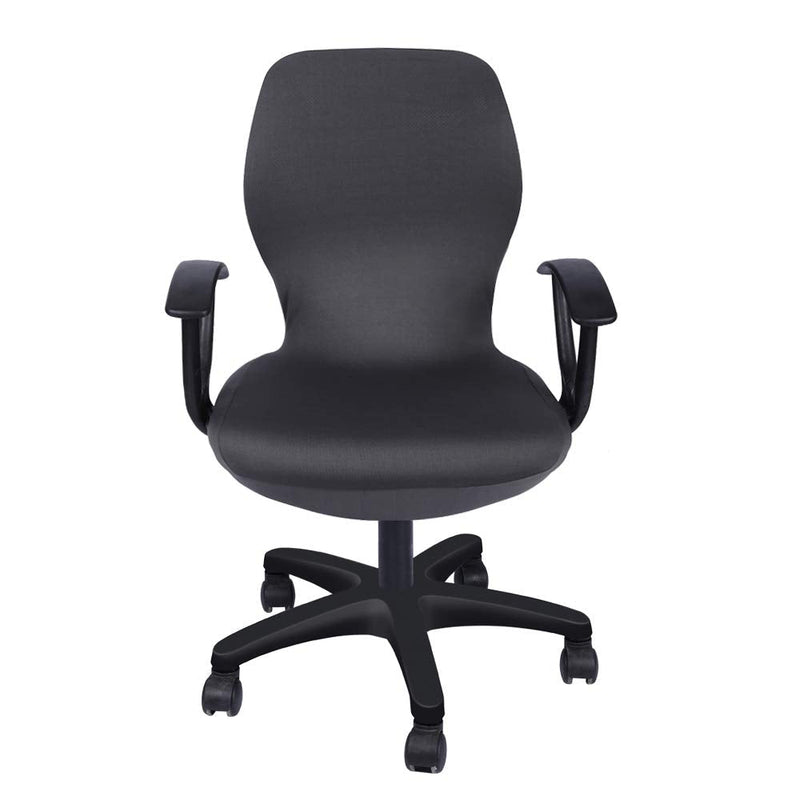 [Australia - AusPower] - Deisy Dee Computer Office Chair Covers Pure Color Universal Chair Cover Stretch Rotating Chair Slipcovers Cover ONLY Chair Covers C098 (Dark Grey) Dark Grey 