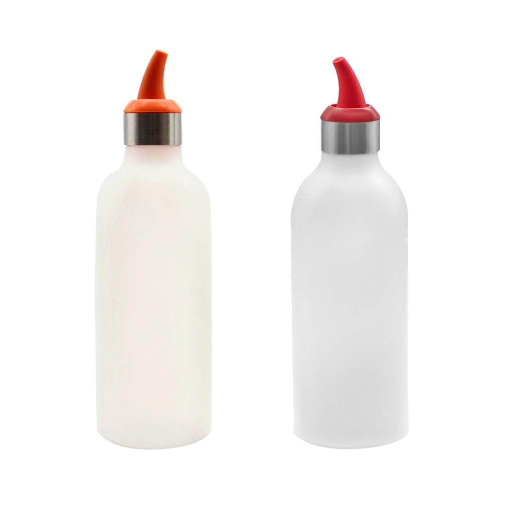 [Australia - AusPower] - UPKOCH 2pcs Silicone Squeeze Bottles Condiment Squirt Bottles with Caps for Oil Sauce Dressing Reusable Containers Glue Crafts (Mixed Colors) 