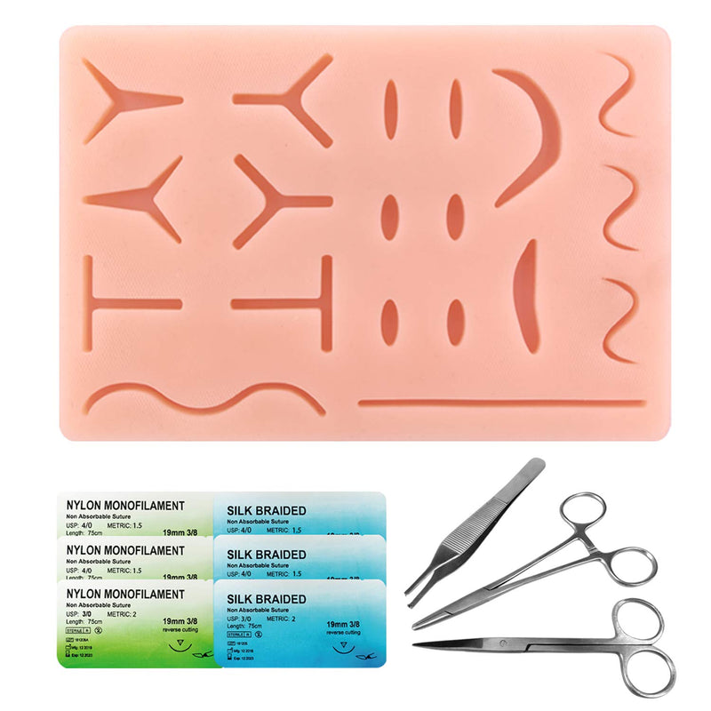 [Australia - AusPower] - Ultrassist Suture Kit for Medical Students, Suture Stitching Kit with 19 Pre-Cut Wounds, Suture Instruments, Various Suture Threads and Needles, Ideal Practice Suture Training Kit (Education Use Only) 10 pieces 