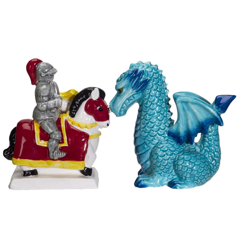 [Australia - AusPower] - Pacific Giftware Knight on Horse & Dragon Ceramic Salt and Pepper Shakers Set 