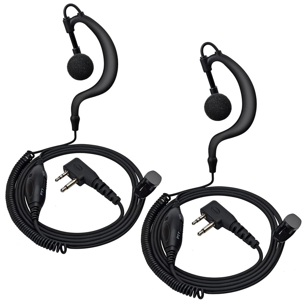 [Australia - AusPower] - HYS G Shape Headsets Earpiece with Inline Vox/Ptt Switch Compatible for Midland GMRS Two-Way Radio LXT Series LXT80 LXT100 GXT Series GXT200 GXT225 XT Series XT14 XT1 ICOM IC-V8 V80 V80E V82（2pack） 