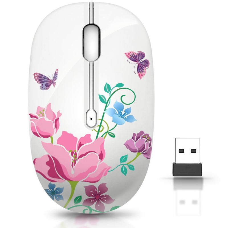 [Australia - AusPower] - Wireless Mouse with Nano Receiver for PC, Laptop, Notebook, Computer, MacBook, Less Noise, Portable Mobile Optical Mice butterfly 