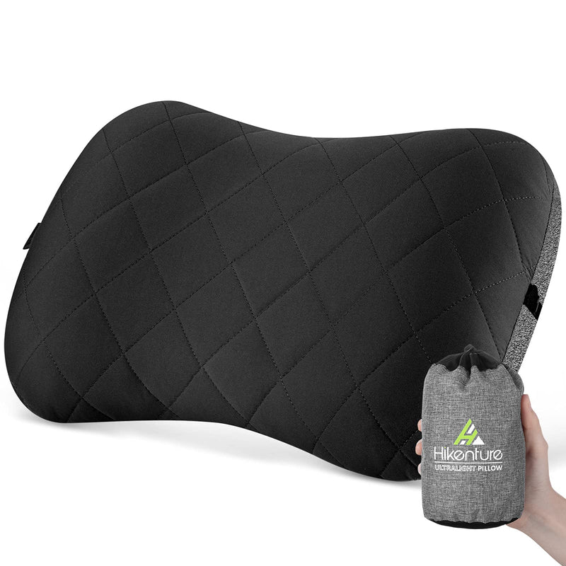 [Australia - AusPower] - Hikenture Camping Pillow with Removable Cover - Ultralight Inflatable Pillow for Neck Lumbar Support - Upgrade Backpacking Pillow - Washable Travel Air Pillows for Camping, Hiking, Backpacking Black 