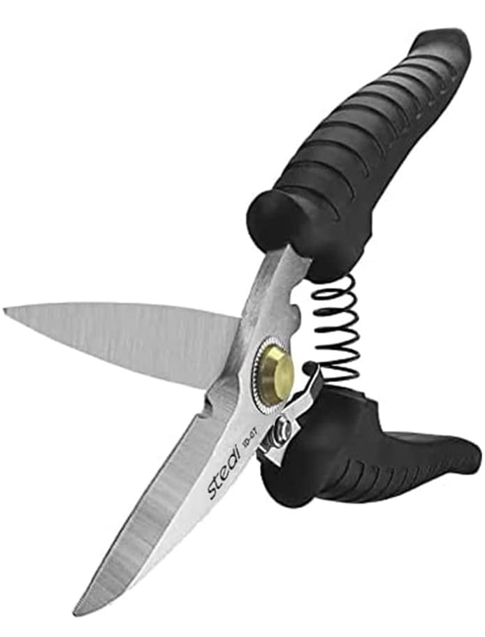 [Australia - AusPower] - stedi Scissors Heavy Duty, Multi-Purpose Shears with Finely Serrated High Carbon Stainless Steel Blades -Easy Cutting Electrical Cable Notch, Insulation, Non-Slip Comfortable Handle, Soft Cable 7.2-inch 