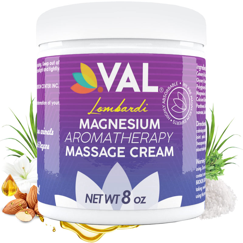 [Australia - AusPower] - VAL Pure Zechstein Topical Magnesium Chloride Dual Purpose Massage Cream with MSM and Organic Oils 8 OZ Muscle Relaxant Cream Easy Glide More Workability for Whole Body Non Greasy Used by Therapists 