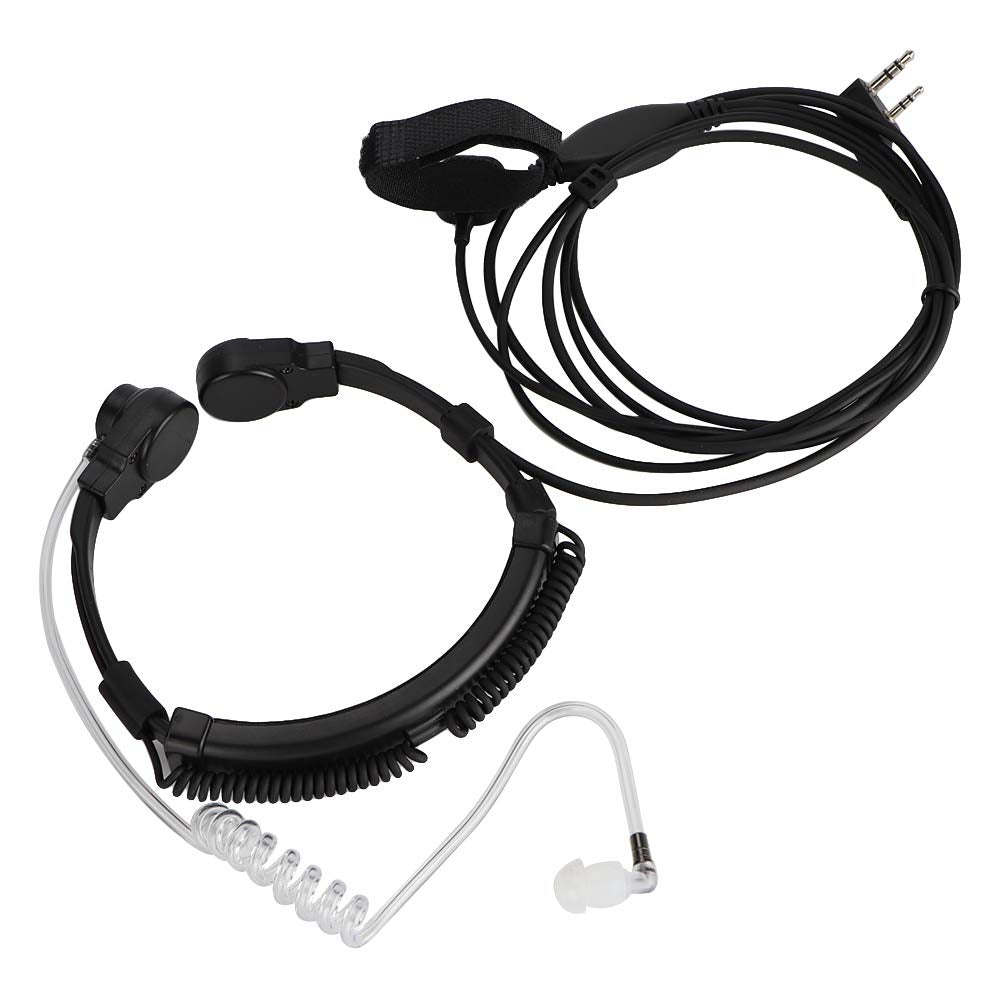 [Australia - AusPower] - Throat Mic, 2 Pin Throat Control Microphone Earpiece Headset with Transparent Acoustic Tube for Kenwood for QUANSHENG for TYT UV-5R UV-5RE UV-B5 BF-K5 BF-A5 BF-480 TYT-300 PX-777 TG-UV2 Walkie Talkie 