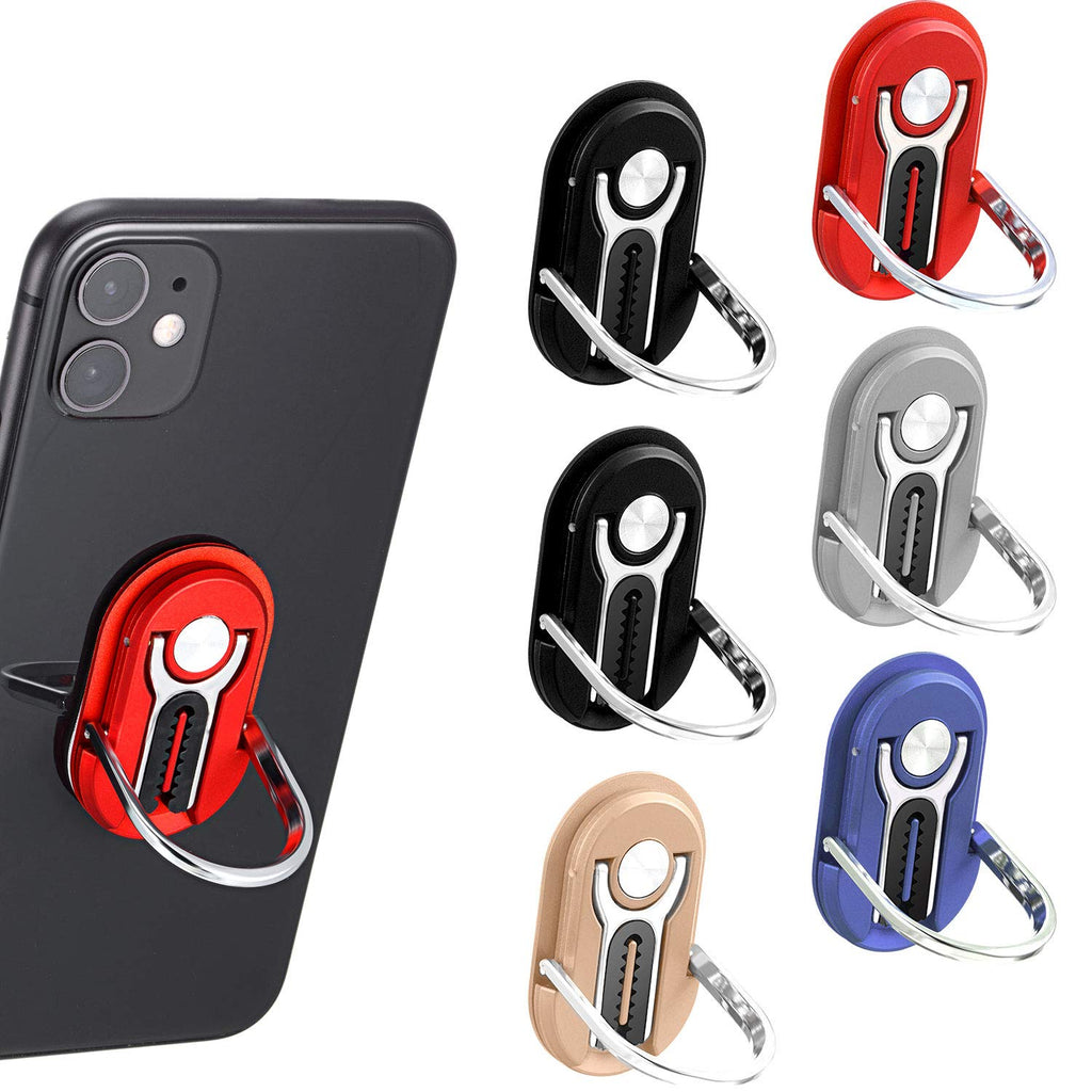 [Australia - AusPower] - 6 Pieces 3-in-1 Multipurpose Mobile Phone Bracket Holder 360 Degree Rotation Cell Phone Ring Stand for Car Home, 5 Colors 