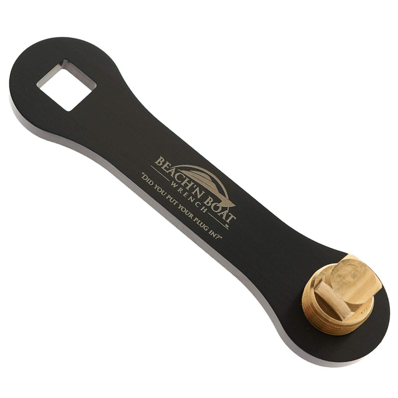 [Australia - AusPower] - Elite Engineering USA Beach’N Boat Drain Plug Wrench for 1/2 inch NPT Plug, Includes Spare Brass Plug Black 