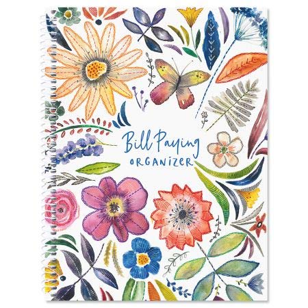 [Australia - AusPower] - Embroidered Florals Bill Paying Organizer - 9" x 12", File Bills and Receipts in 14 Pocket Pages 
