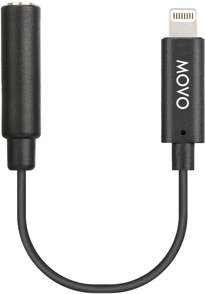[Australia - AusPower] - Movo IMA-1 Female 3.5mm TRRS Microphone Adapter Cable to Lightning Connector Dongle Compatible with Apple iPhone, iPad Smartphones and Tablets - Optimized for Microphones/Pro Audio 