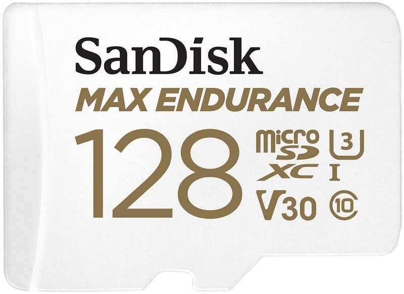 [Australia - AusPower] - SanDisk 128GB MAX Endurance microSDXC Card with Adapter for Home Security Cameras and Dash cams - C10, U3, V30, 4K UHD, Micro SD Card - SDSQQVR-128G-GN6IA 