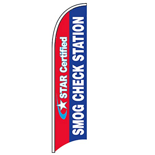 [Australia - AusPower] - Star Certified SMOG Check Station - Windless Swooper Flag Feather Banner Sign 2.5x11.5 ft Tall (Flag Only) rbb 