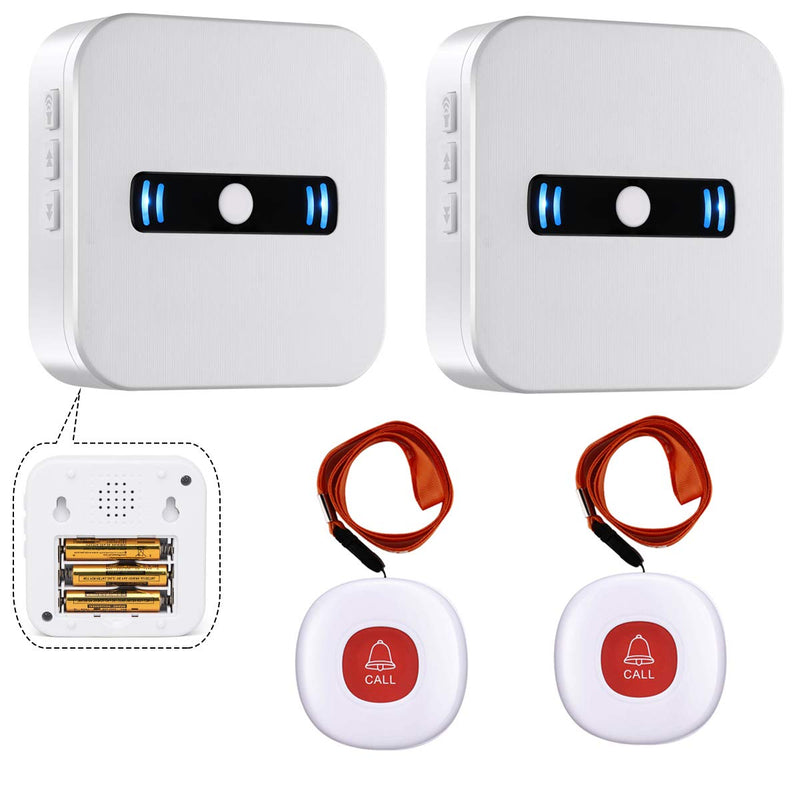 [Australia - AusPower] - Daytech Portable Caregiver Pager/Emergency Call Button Bell/Panic Alarm System/Personal Calling Alert Help/Safety Alarm for Elderly Senior Patient Home 2 Receiver+2 Panic Button 2Receiver + 2Panic Button 