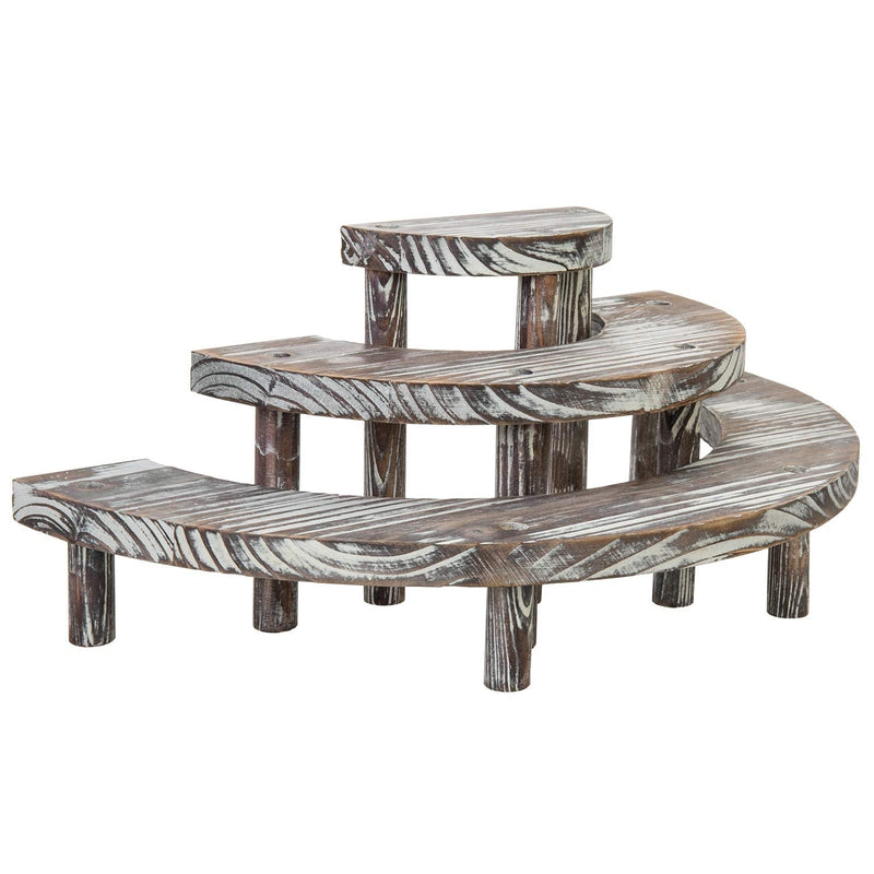 [Australia - AusPower] - MyGift 3 Tier Rustic Torched Wood Semicircle Cupcake Stand Display Risers 