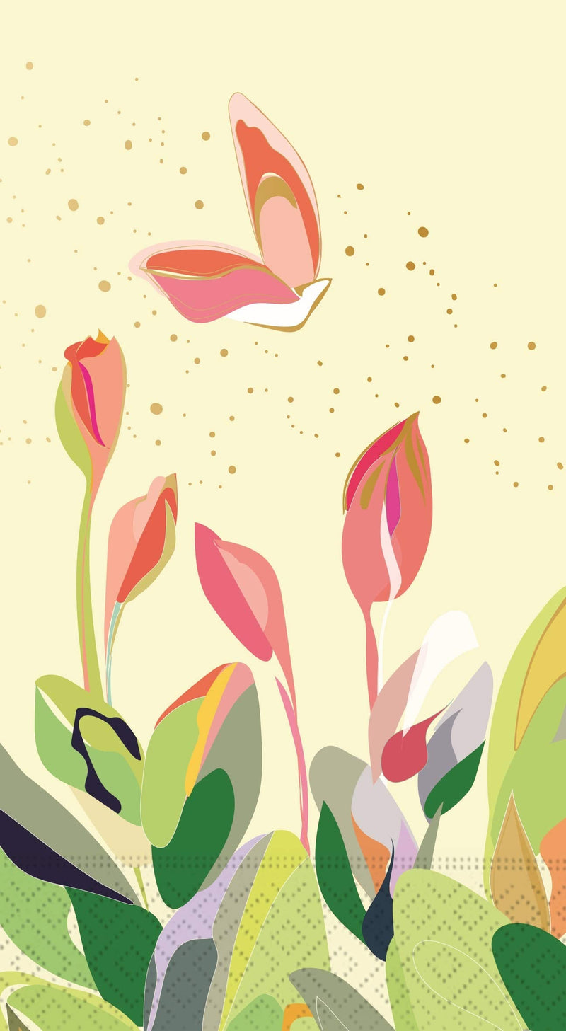 [Australia - AusPower] - Design Design Spring Garden Theme Disposable Guest Towels - Butterflies and Flowers - Two Pack of 15-3-Ply Buffet Napkins 