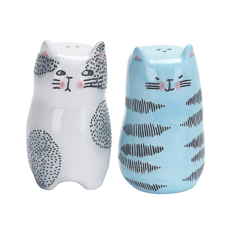 [Australia - AusPower] - Bico Cartoon Cat Salt & Pepper Shaker Set, Handpainted Stoneware, Dishwasher Safe 