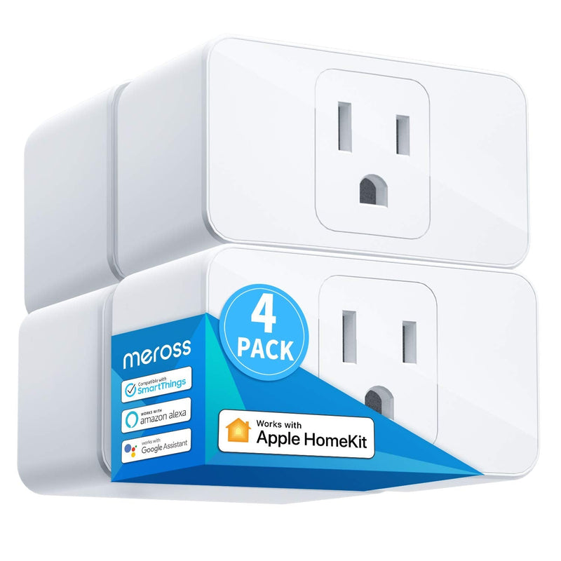 [Australia - AusPower] - Meross Smart Plug Mini, 15A & Reliable Wi-Fi, Support Apple HomeKit, Siri, Alexa, Echo, Google Assistant and Nest Hub, App Control, Timer, No Hub Needed, 2.4G WiFi Only, 4 Pack 