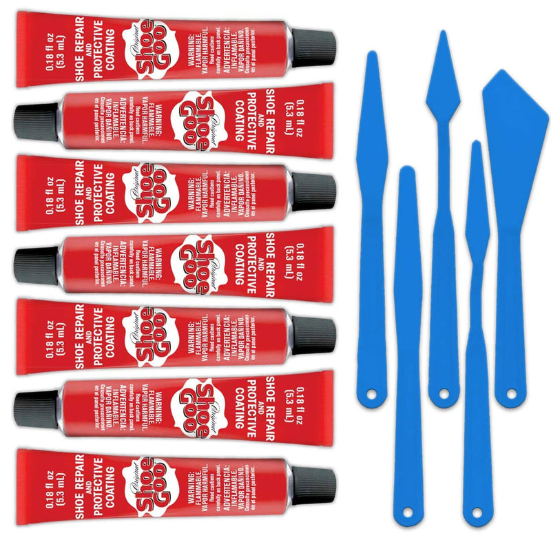[Australia - AusPower] - Shoe Goo Repair Adhesive for Fixing Worn Shoes or Boots, Clear, 7X 0.18-Ounce Tubes, Pixiss Spreader Tools Set 