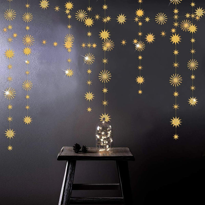 [Australia - AusPower] - pinkblume Gold Star Party Decorations Kit Sparking Twinkle Star Garland Glitter Paper Streamer Banner for Birthday Wedding Bridal Baby Shower Nursery Kids Room Holiday Showcase Decorations Supplies Gold Sparking 