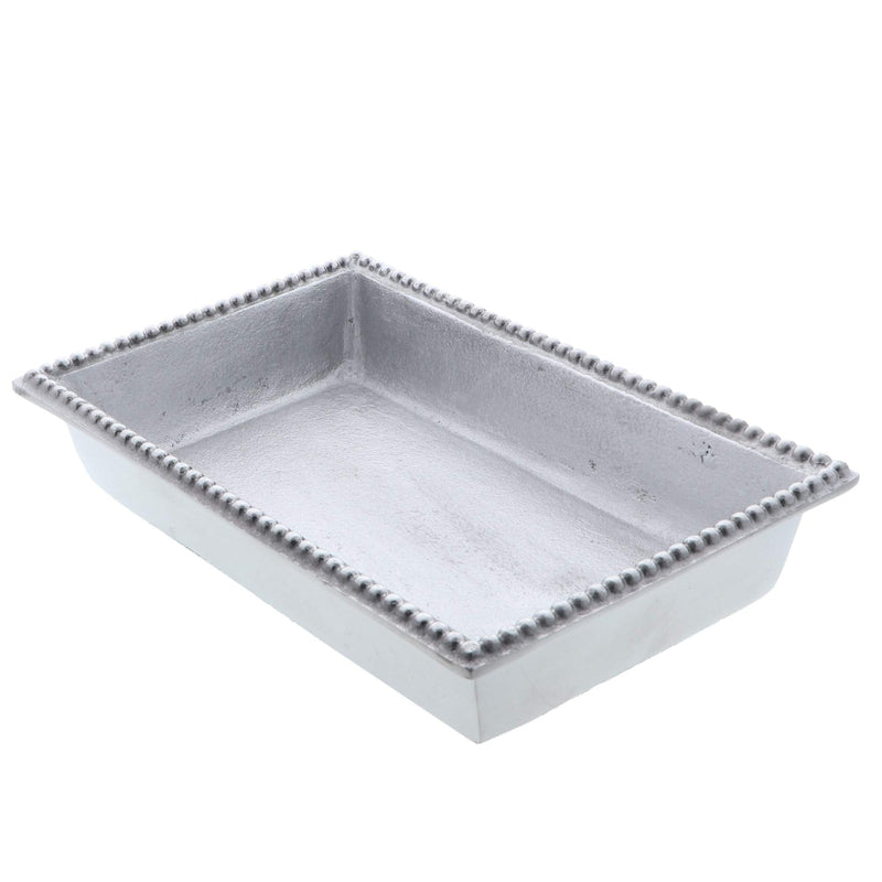 [Australia - AusPower] - Servette Home Napkin Holder Beaded Edge Metal Flat Napkin Box - Dinner Silver - Dinner Size 