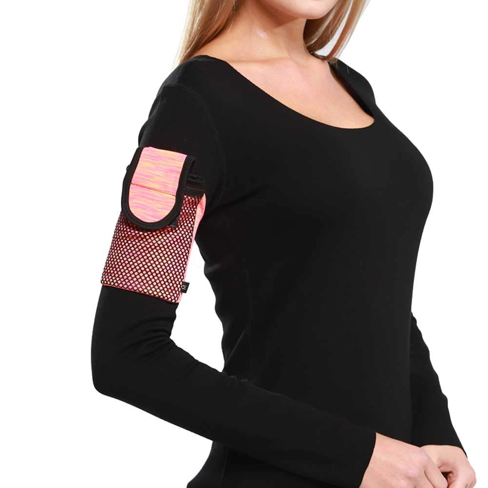 [Australia - AusPower] - Ailzos Comfortable Sleeve Cell Phone Armband with Mesh Pocket, Exercise Arm Phone Holder for Running, Fitness and Gym Workouts Phone Armband for iPhone XS/X/8/7/6 Plus, Galaxy S10, S9, S8, S7, Pink, L Large--(Arm/Calf size from 14.6"-16.5") 