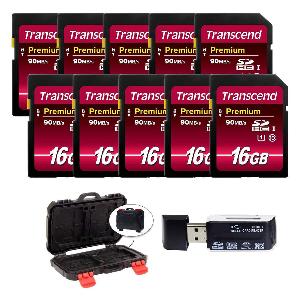 [Australia - AusPower] - Transcend 16GB SDHC Class10 UHS-I 400X SD Flash and Memory Card (10-Pack) & Case! 