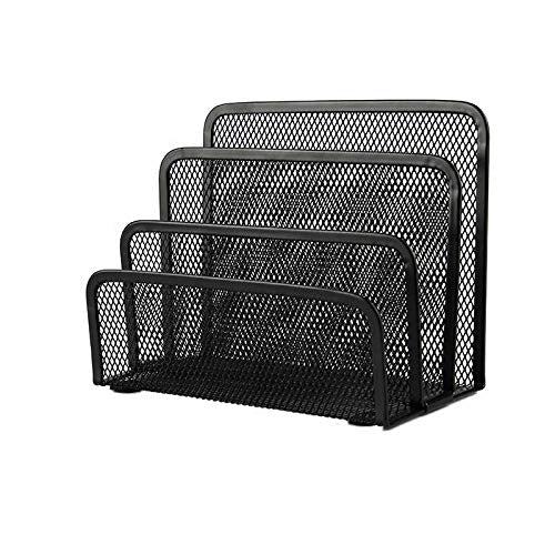 [Australia - AusPower] - AlfOffice 3 Section Letter Holder | Desktop Letter, Mail, Clips and Notes Holder | Letter Organizer for Home and Office | Black, Wire mesh Desktop Accessory 