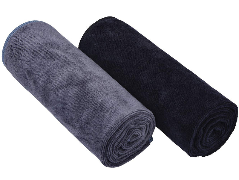 [Australia - AusPower] - HOPESHINE Home Gyms Towel for Men Women Microfiber Gym Towels Cycling Workout Sweat Towel Set Quick Dry Exercise Sports Travel Towel Fast Drying 2-Pack (Black + Grey) Black + Grey 