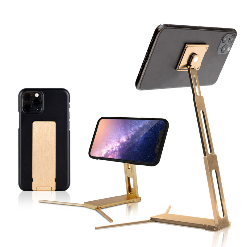 [Australia - AusPower] - Lookstand + Detach Mount Gold Adjustable Cell Phone Stand Compatible with iPhone & Android - Cell Phone Holder for Bed | iPhone Holder iPhone Stand for Video | Desk Phone Stand for Recording 