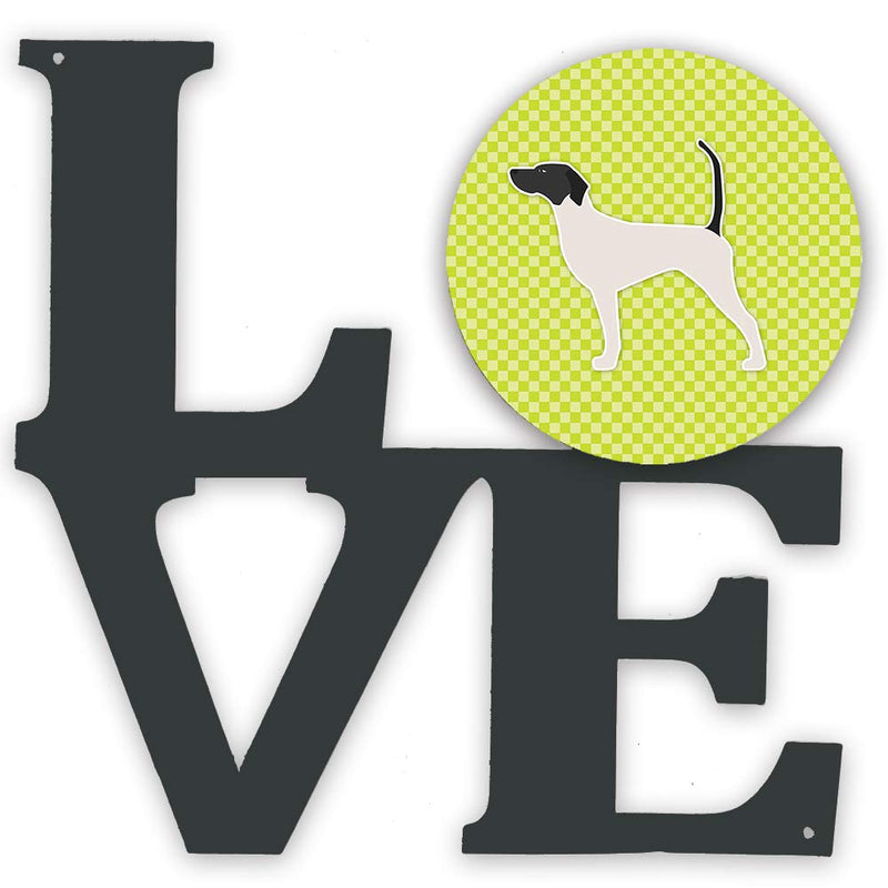 [Australia - AusPower] - Caroline's Treasures BB3795WALV English Pointer Checkerboard Green Metal Wall Artwork Love, 12X12, Multicolor 
