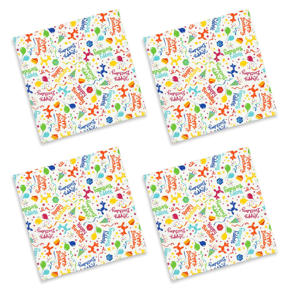[Australia - AusPower] - Cackleberry Home Happy Birthday Balloon Dogs Cotton Fabric Napkins 18 Inches Square, Set of 4 