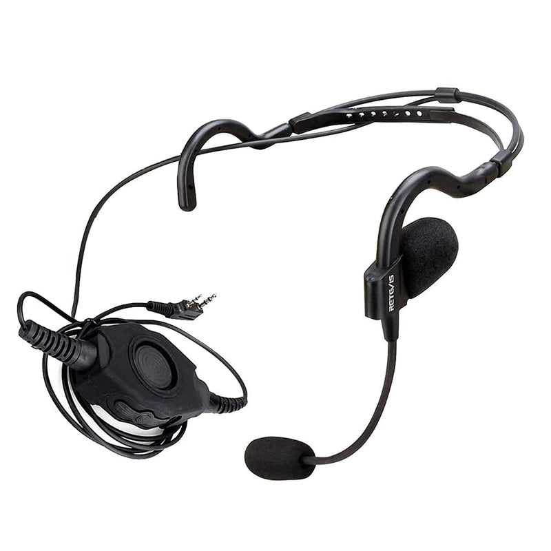 [Australia - AusPower] - Retevis EHK006 Adjustable Overhead Headset for Walkie Talkies with Microphone, Compatible with Retevis RT22 RT21 H-777 RT22S H-777S Walkie-talkies, 2 Way Radio Earpiece with Tactical PTT(1 Pack) 