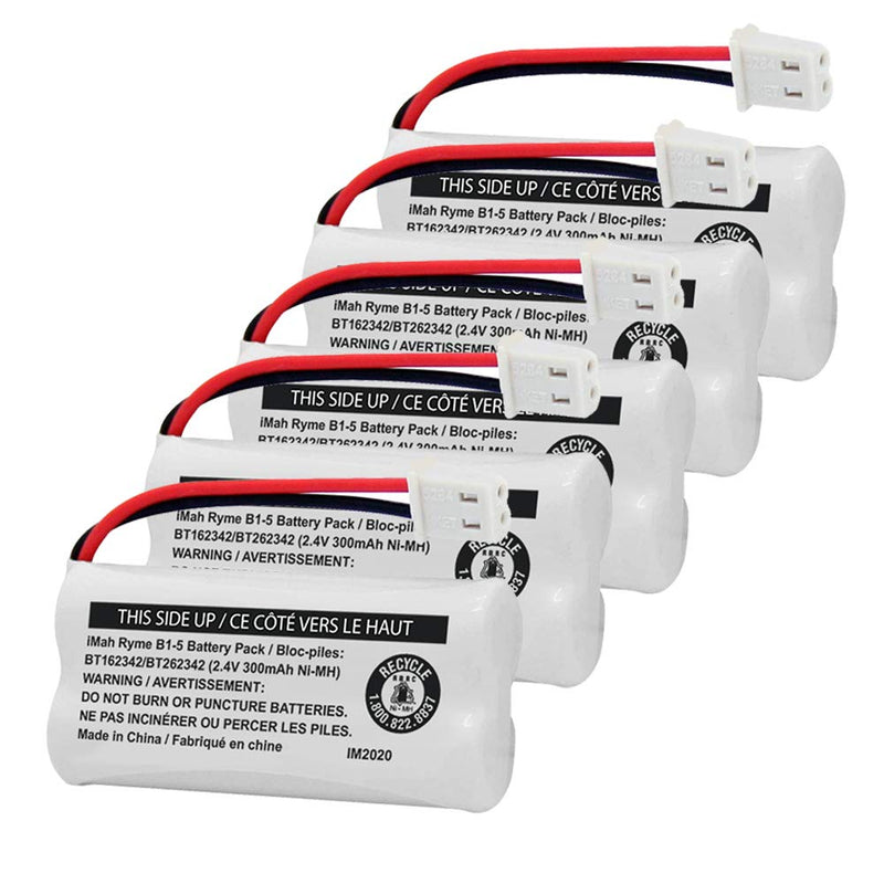 [Australia - AusPower] - iMah BT162342/BT262342 2.4V 300mAh Ni-MH Cordless Phone Battery Pack, Also Compatible with BT183342/BT283342 AT&T EL52351 TL90070 VTech CS5119 DS6511 DS6722 LS6305 Handset, 5-Pack 