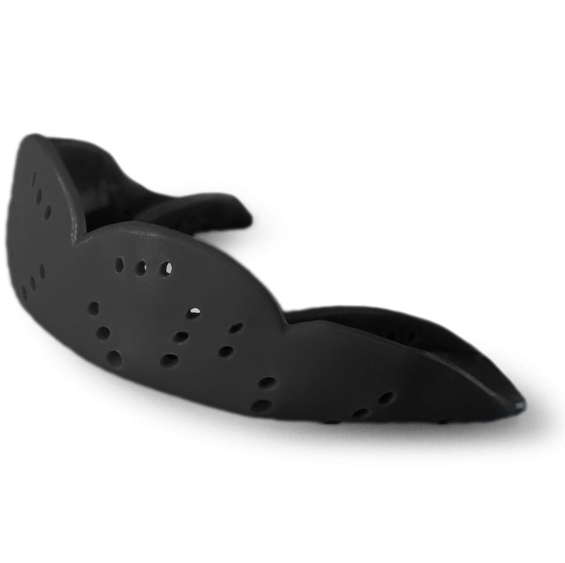 [Australia - AusPower] - Sports Mouth Guard by SISU, Aero 1.6mm Mouthguard for Basketball, Soccer, Hockey, Lacrosse, Custom Fit for Youth and Adults Large Charcoal Black 
