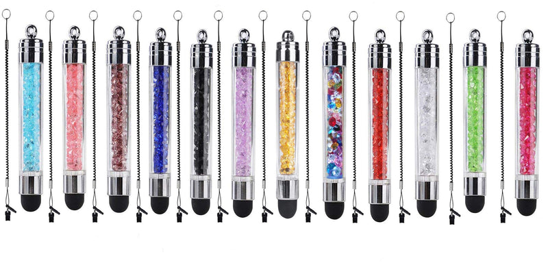[Australia - AusPower] - 12 Pack XRONG Colors Crystal Capacitive Mini Stylus Universal Touch Screen Pen for iPhone 5s 6s, Samsung Galaxy s5 s4 s3, Android, Smartphones, iPad, S10,S10+,S10e,S9,S9P,Note9,XR,XS MAX (12PACK) 12PACK 