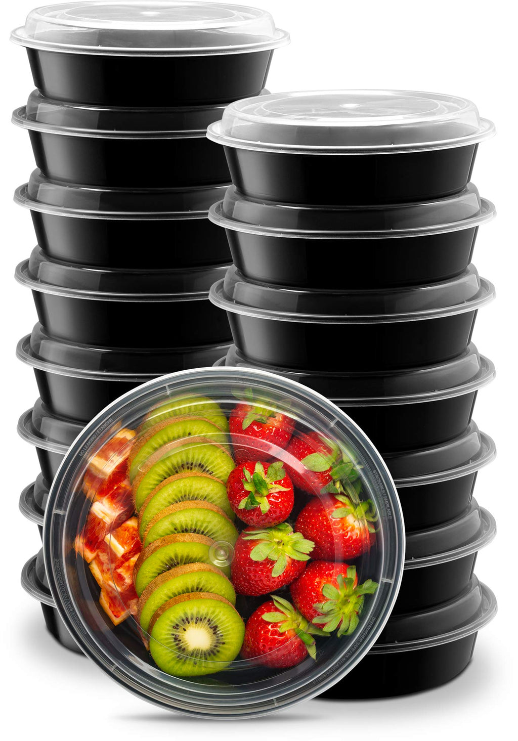 [Australia - AusPower] - Ez Prepa 15 Pack Plastic Meal Prep Containers - 22 oz Round Food Storage Containers with Snap-On Lids – BPA-Free Reusable Lunch Containers are Freezer, Microwave and Top-Shelf Dishwasher Safe 